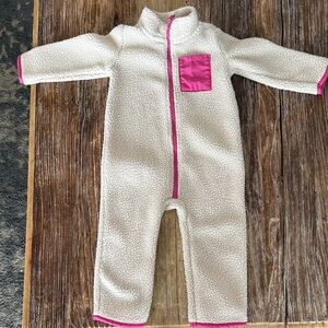 Carter's Cream and Pink Fleece Footie 18m